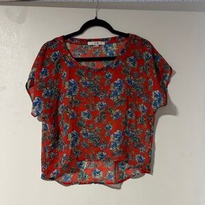 Floral Red Women's Top